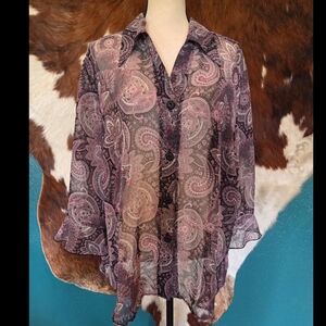 Gloria Lance Paisley Sheer Blouse
